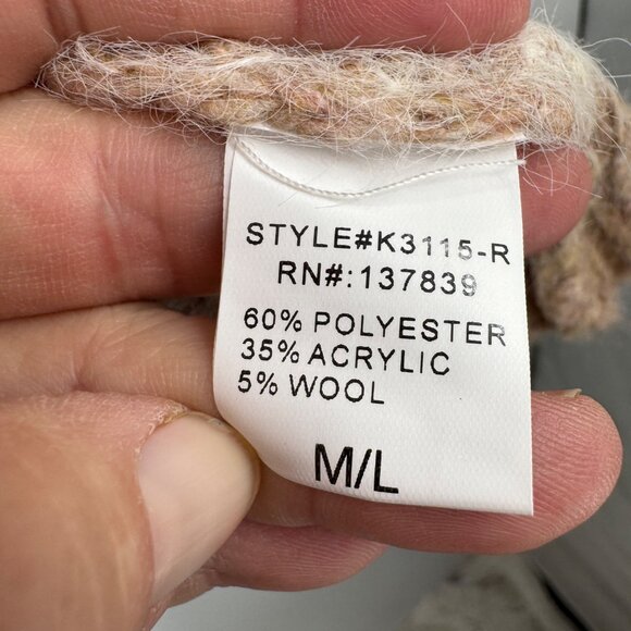 Dreamers neutral open cardigan tan white eyelash mohair look sweater woman’s siz - Picture 7 of 9